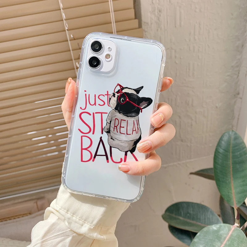Pug Dog French Bulldog Shockproof Phone Case for IPhone 12 11 13 Pro Max 14 8 7Plus X XR XS MAX Couple Lover Friends Cover Coque
