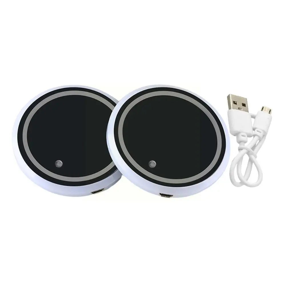 2Pcs Car LED Coaster 7 Color Luminous RGB Light Mat Cup Energy Holder Decoration Pad Practical Sensor Saving With Y4V1 | Автомобили и