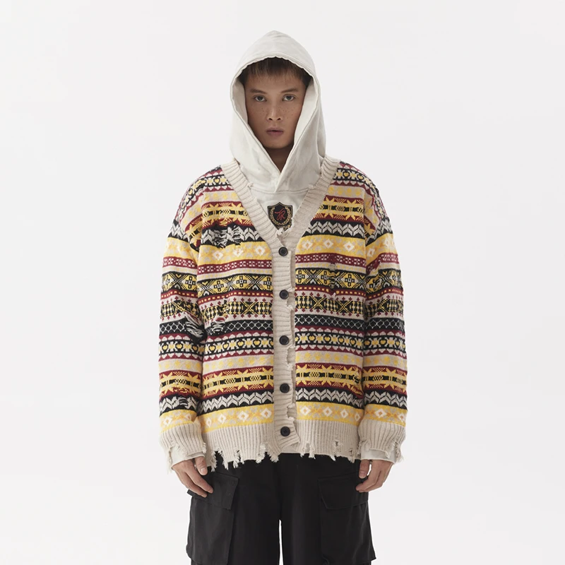 PFNW Американский винтажный мужской кардиган вязаные топы нишевый дизайн потертый