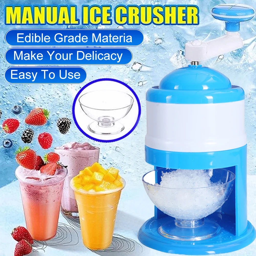 

Manual Ice Shaver Home DIY Ice Crusher Portable Hand Crank Snow Cone Smoothie Maker Ice Cube Shaving Machine with Sundae Glass