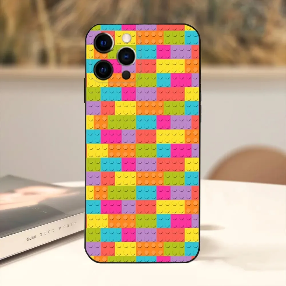 Чехол для телефона L-Lego B-Bricks с фоном iPhone15 14 13 12 Mini 11 Pro XR X XS MAX 7 8 Plus силиконовый чехол