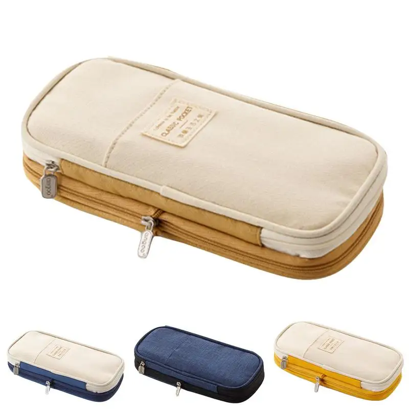 

Big Capacity Pencil Case Pencil Bag Pouch Box Organizer Cases 7x21cm Canvas Bag Pen Organizer Pouch Stationery Box For School