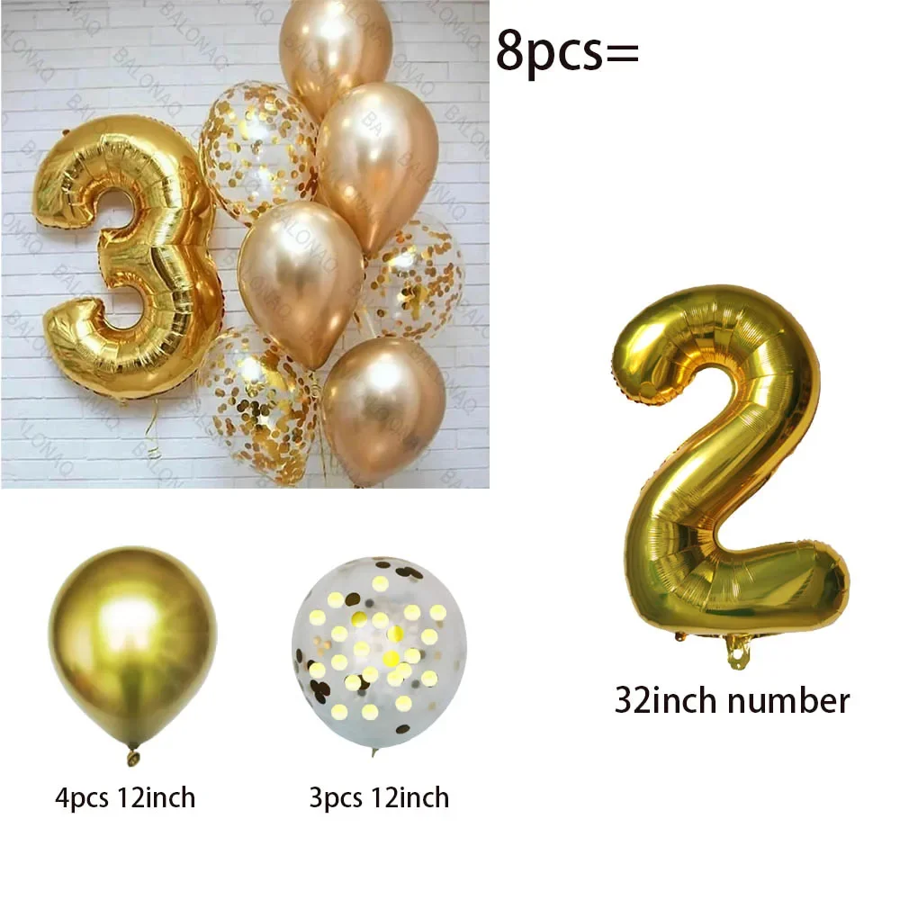 

8 шт. золотых фольгированных шаров BALONAQ 32 дюйма