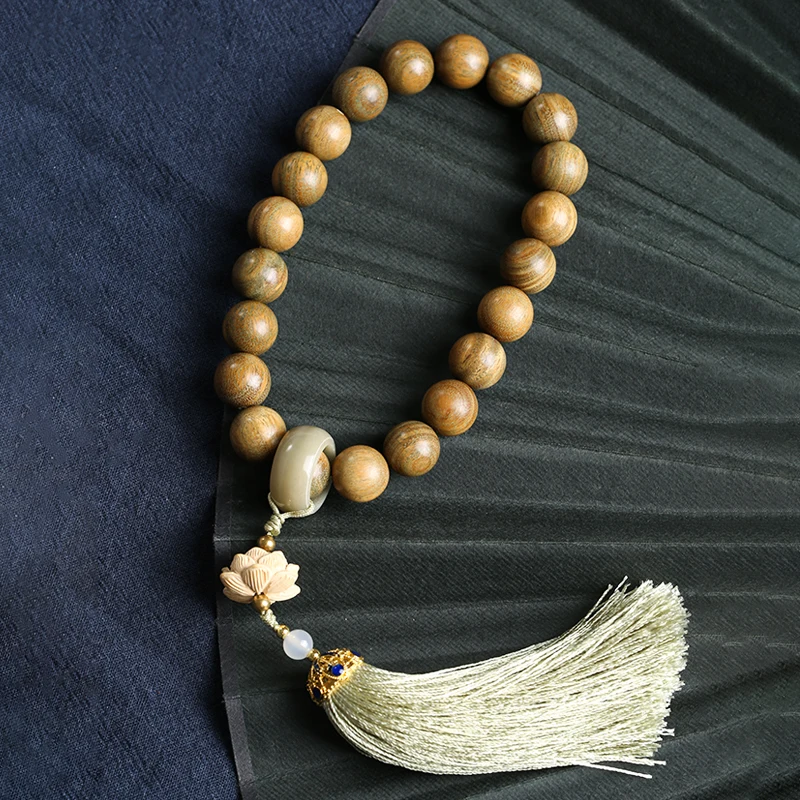 

Зеленая сандаловая веревка, винтажный браслет с кисточками, браслет из сандалового дерева, мужской поднос из бусин Будды для игр, четки