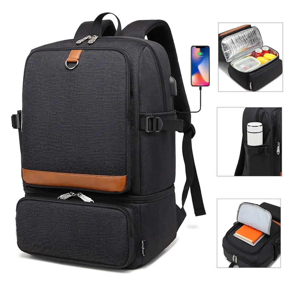 

Teenagers Schoolbags Outdoor Picnic Thermal Bag Backpacks Laptop Backpack Insulated Compartment USB Waterproof School Lunch Bag