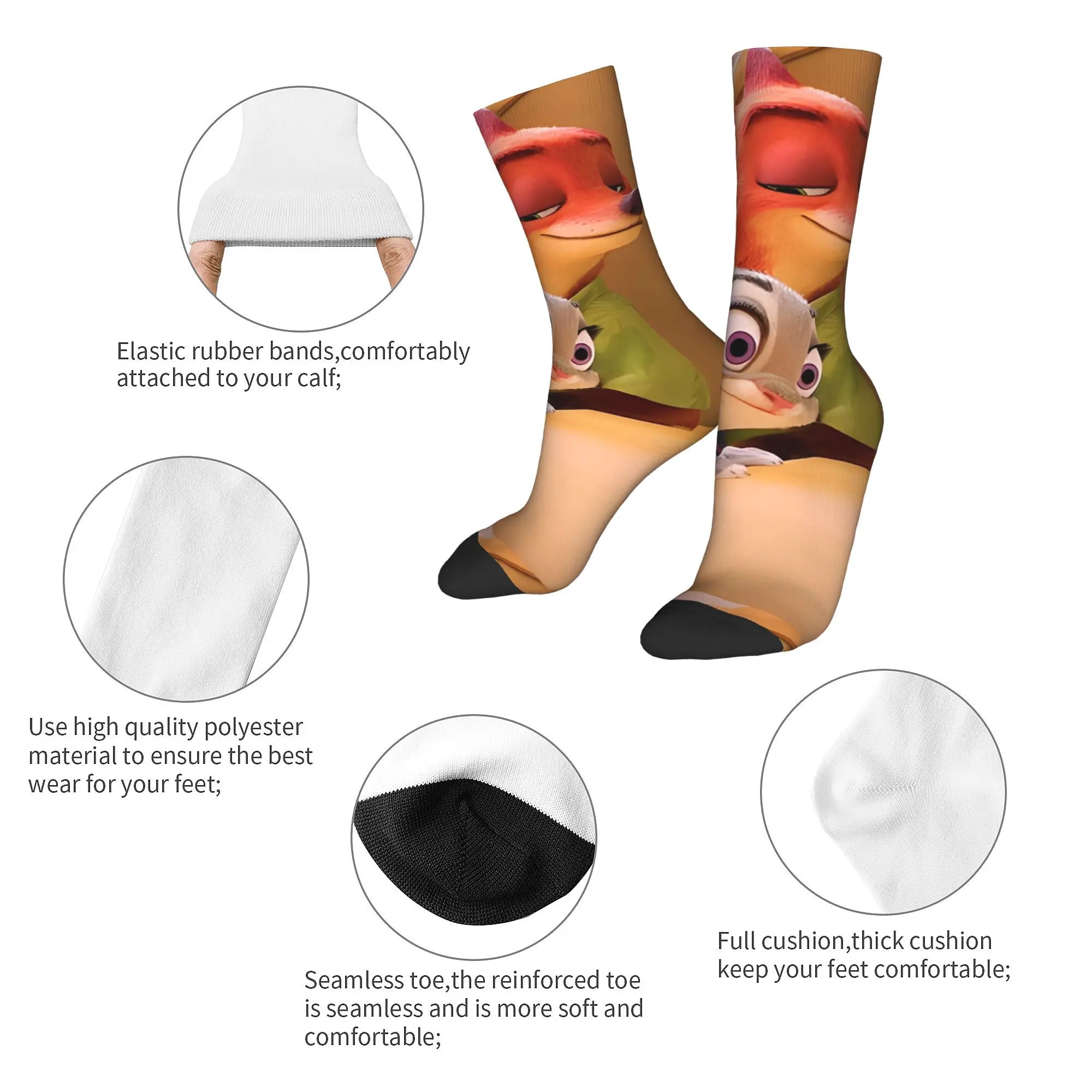 Зимние теплые носки унисекс в стиле хип-хоп Zootopia Judy and Nick впитывающие пот с