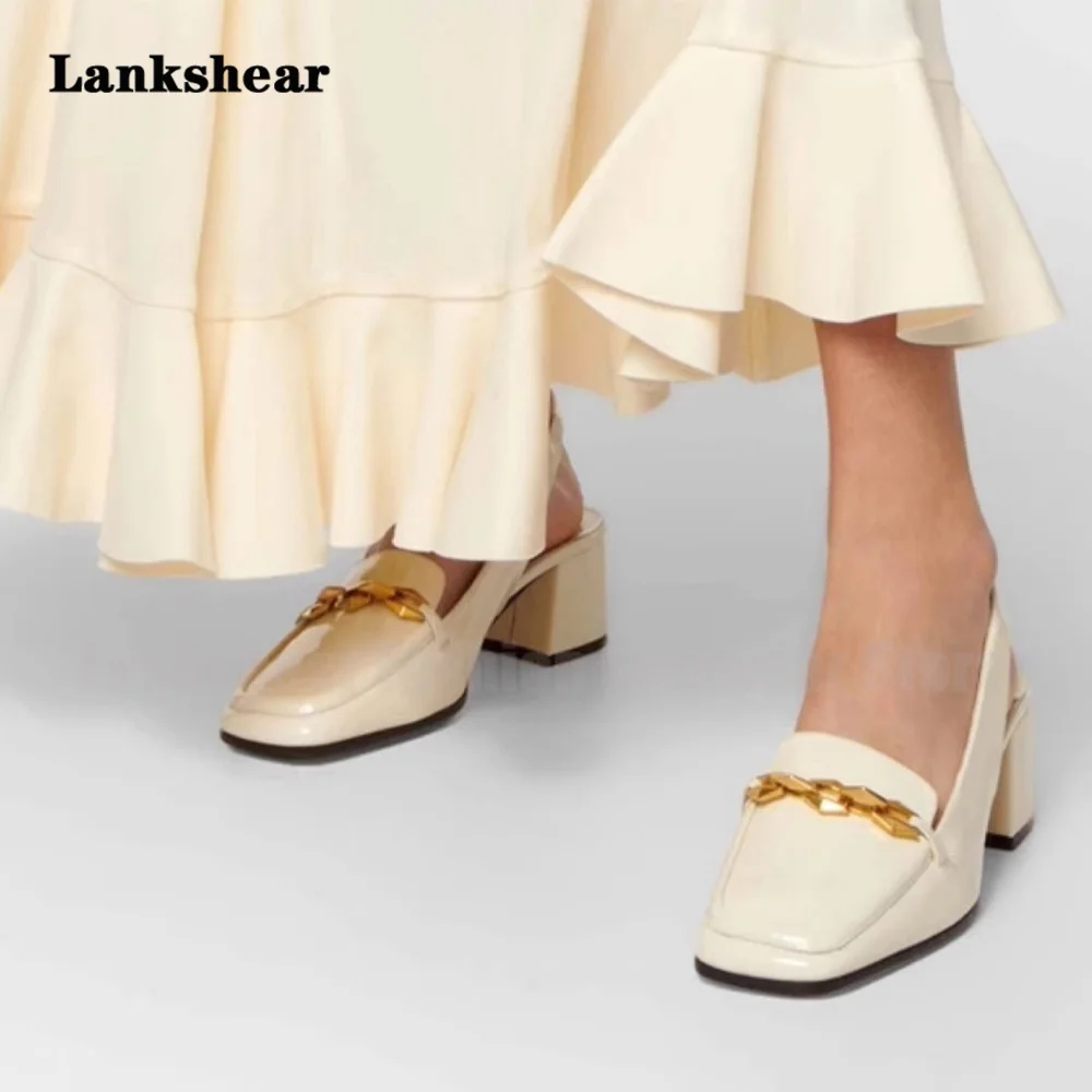 Туфли Мэри Джейн из лакированной кожи босоножки на толстом каблуке без застежки