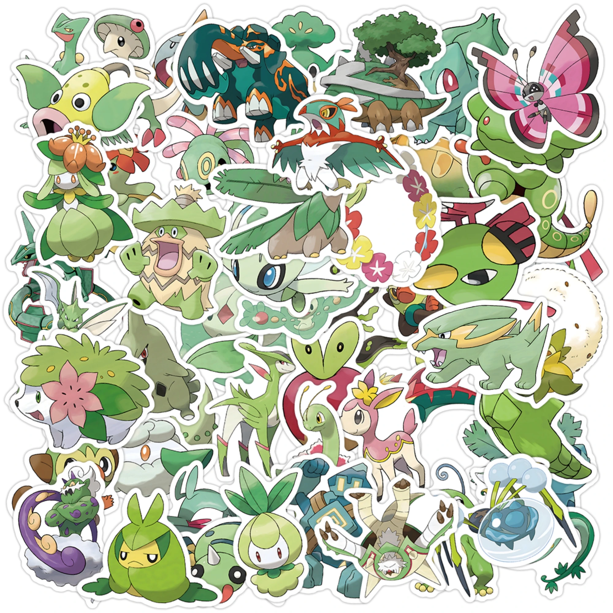 

10/50/100Pcs New Green Pokemon Stickers Kawaii Laptop Decal Suitcase Skateboard Luggage Graffiti Cartoon Anime Stickers Kids Toy