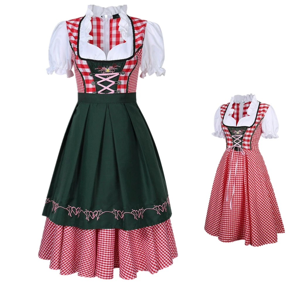 Купи Womens German Oktoberfest Traditional Beer Girl Costume Traditional Bavarian Oktoberfest Costumes Red S-4XL Plus Size за 1,149 рублей в магазине AliExpress