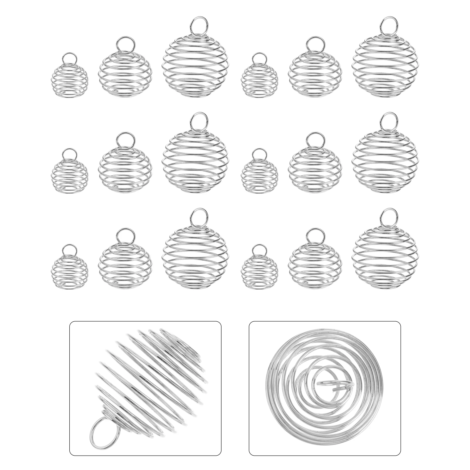 

30Pcs Cage Pendants Spiral Bead Hollow- out Wire DIY Pendants Charms Findings for Necklace Bracelet Jewelry Making and Crafting