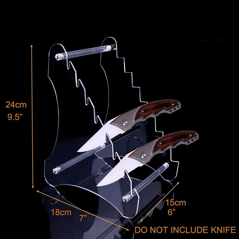 Heavy Duty Acrylic Knife Display Stands,Pocket Knives Easel Holder,Hunting Survival Knife Rack,1 Piece (Eight Layers)