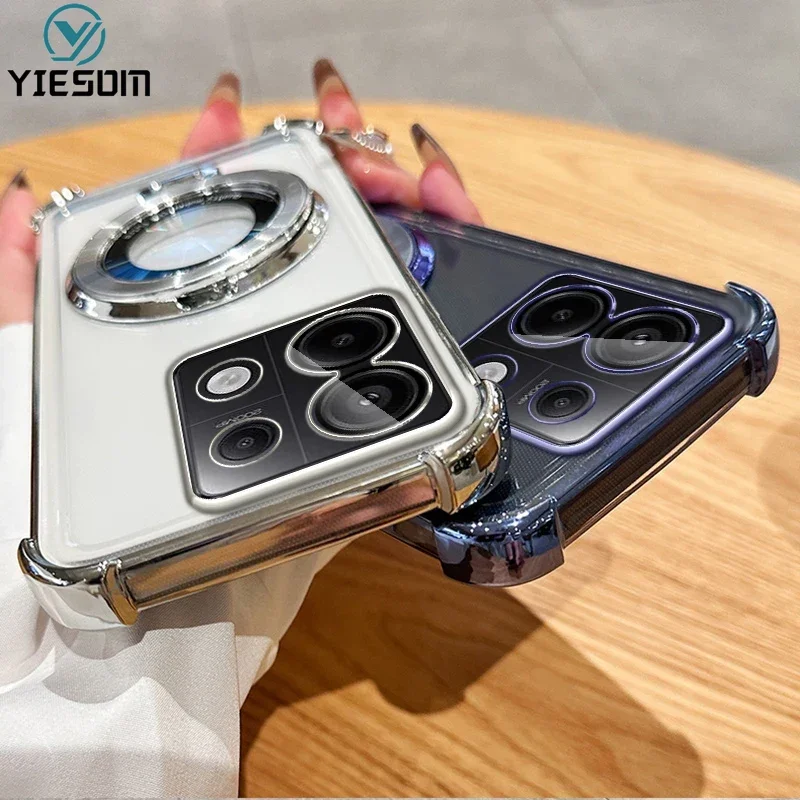 Магнитная подставка прозрачный противоударный чехол для телефона Redmi Note 13 4G/Note Pro