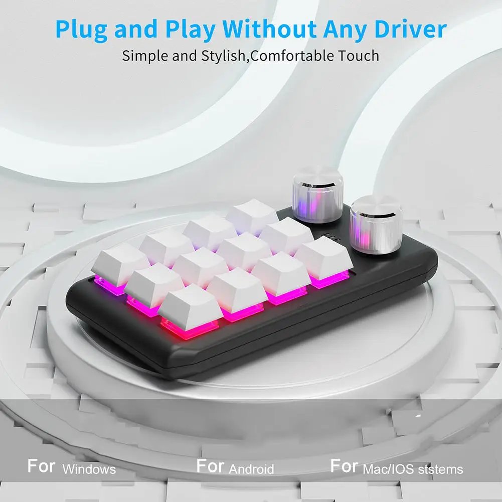 

Ультратонкая программируемая клавиатура для макросъемки, 12 клавиш, Bluetooth/USB