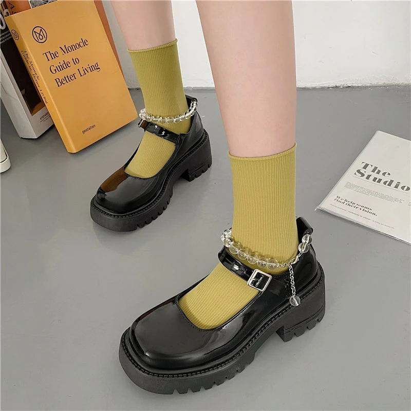 

Женские туфли мэри джейн 2022, женские винтажные туфли на высоком каблуке и платформе в стиле Лолиты, студенческие туфли в японском стиле для ...