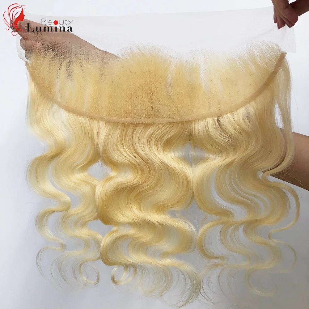 

613 Blonde HD Transparent Lace Frontal Peruvian Straight 13x4 Ear To Ear Lace Frontal With Baby Hair Hand Tied 4x4 Lace Closure
