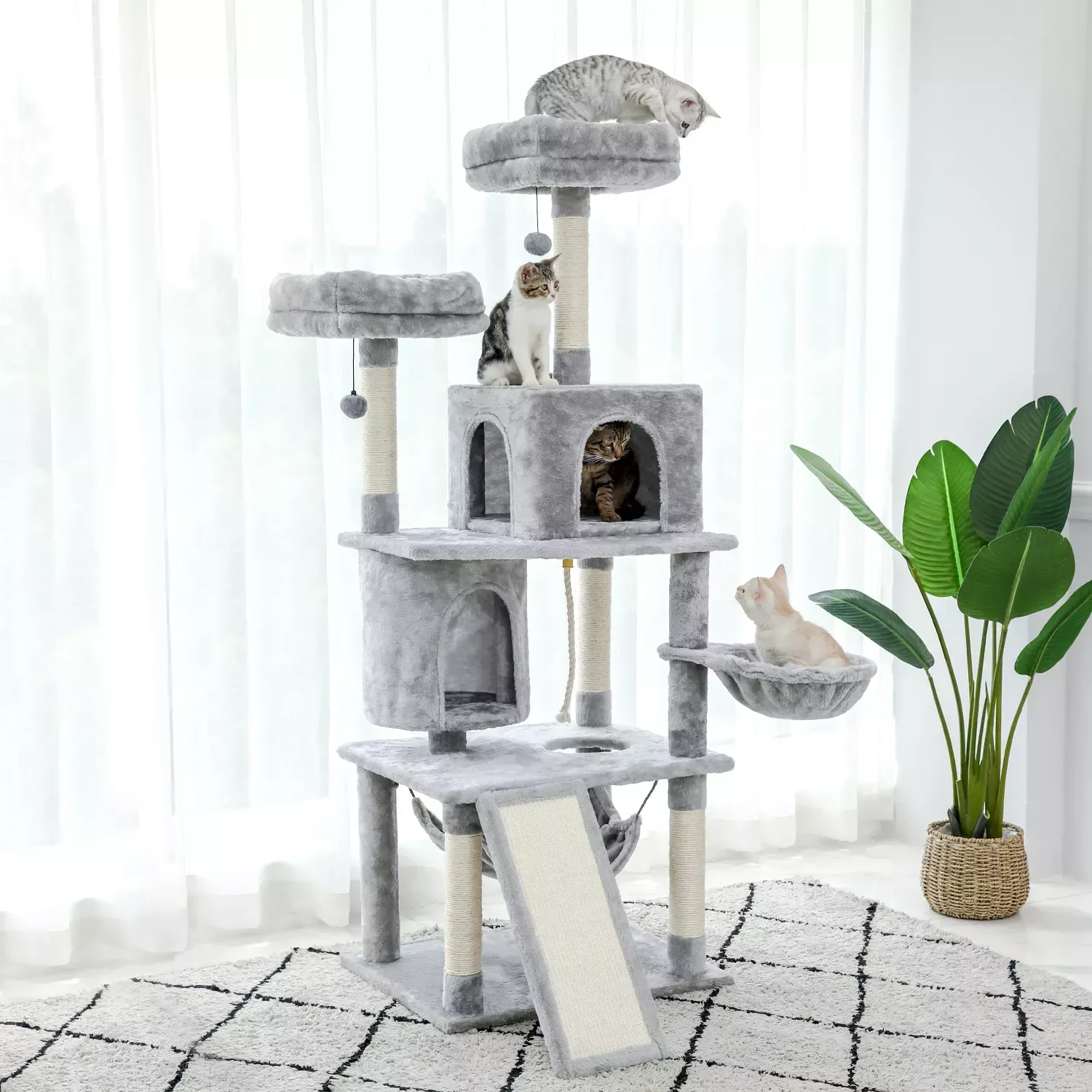 

Tree Tower Condo Playground Cage Kitten Multi-Level Activity Center Play House Medium Scratching Post Furniture Plush