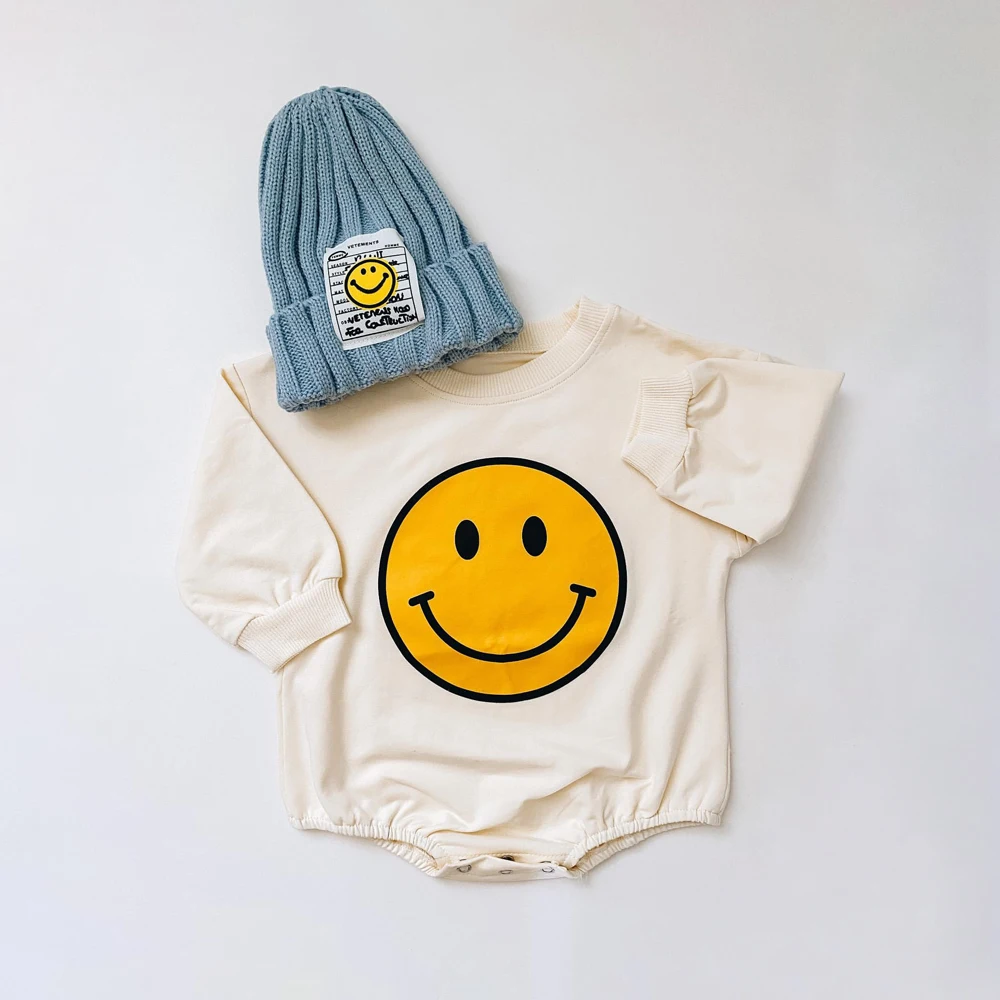 

Baby Clothes New Long Sleeve Girl Boy Baby Cartoon Bodysuit Fashion Smiley Print Baby Clothes Cotton Infant Boy Jumpsuit 0-24M