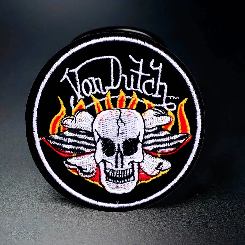 

2022 new Punk Skull Patches on Clothes Badges Stripes Embroidery Patch DIY Iron on Patches for Clothing StickersGarment Stickers