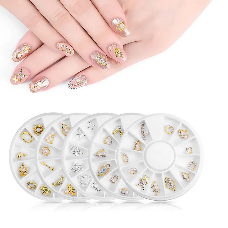 

Металлические заклепки для ногтей, подвески, 3D украшения для ногтей, стразы для ногтевого дизайна, 3d полые металлические алмазные украшения...