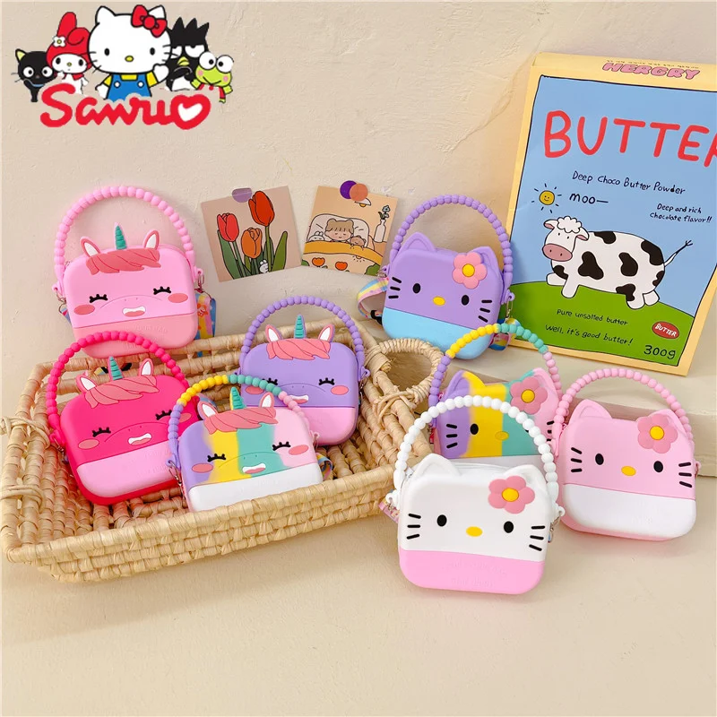 

Sanrio Melody Kuromi Hello Kitty Cinnamoroll Pochacco Fashion Silicone Kids Coin Purse Internet Celebrity Diagonal Outing Bag