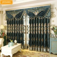 chenille fabric curtains for living dining room bedroom european style embroidery curtains tulle finished product customization