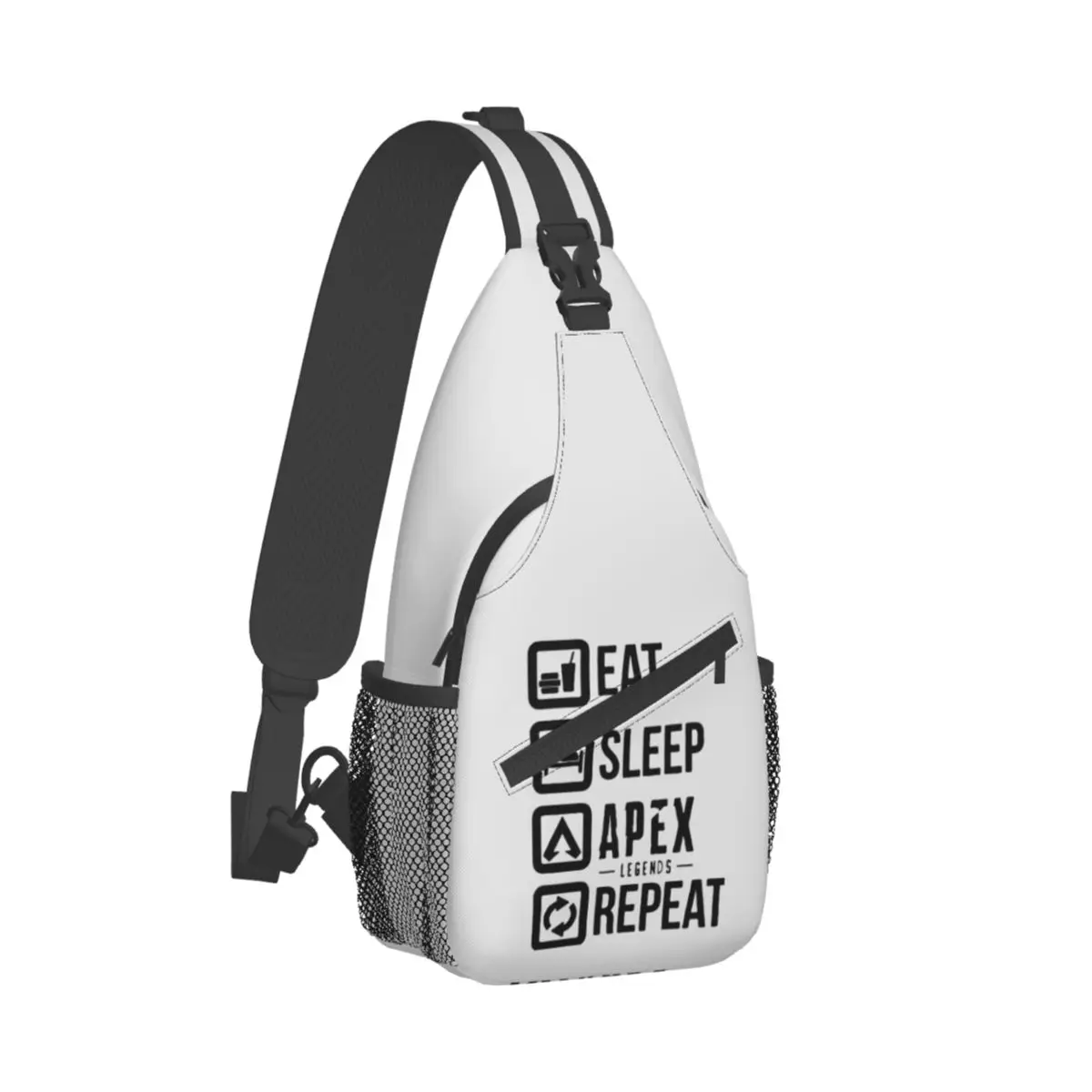 Eat Sleep Apex Legends Repeat Sling Bag Chest Crossbody Shoulder Backpack Daypacks Pathfinder Bangalore 80s Game Printed Bags
