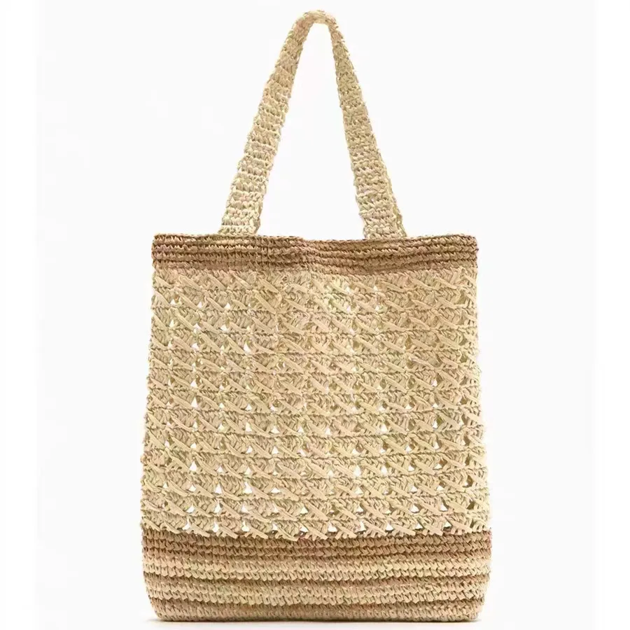 Straw Woven Tote Bags Summer Casual Large Capacity Handbags New Fashion Beach Women Shoulder Simple Style Shopping