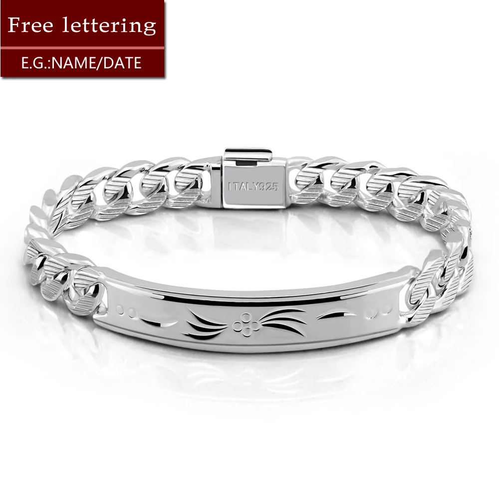 

Man Link Bracelet luxury Wide Thick 925 Sterling Silver 7-10 inch Chain For Male Classics Homme Expensive Handmade
