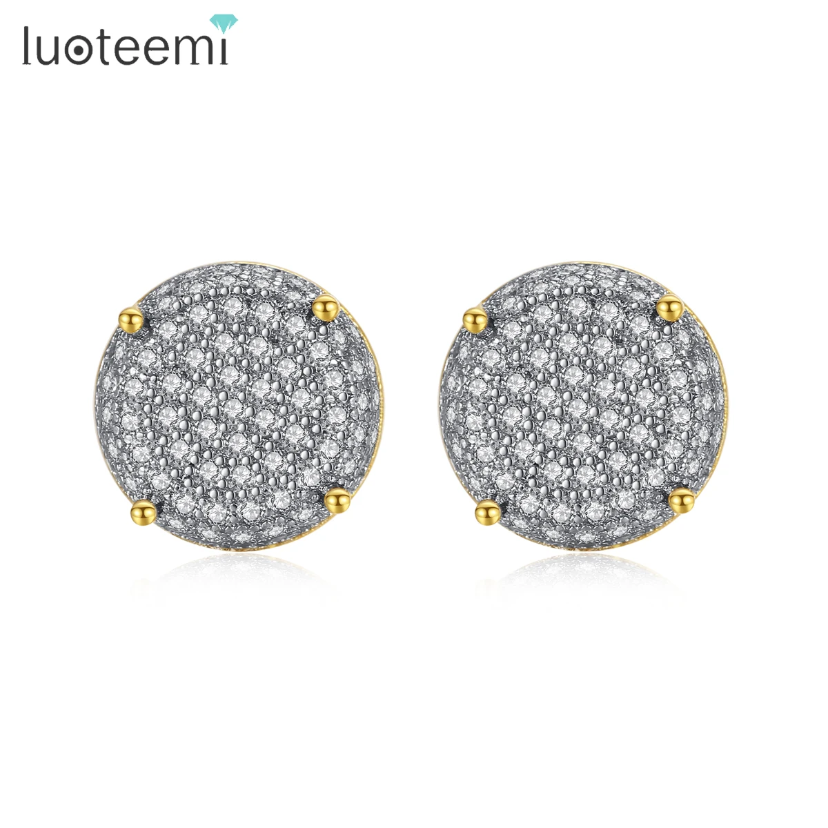 

LUOTEEMI K-pop Simple Round Stud Earrings for Women Black Cubic Zircon Fashion Jewelry Christmas Gift Wholesale Dropshipping