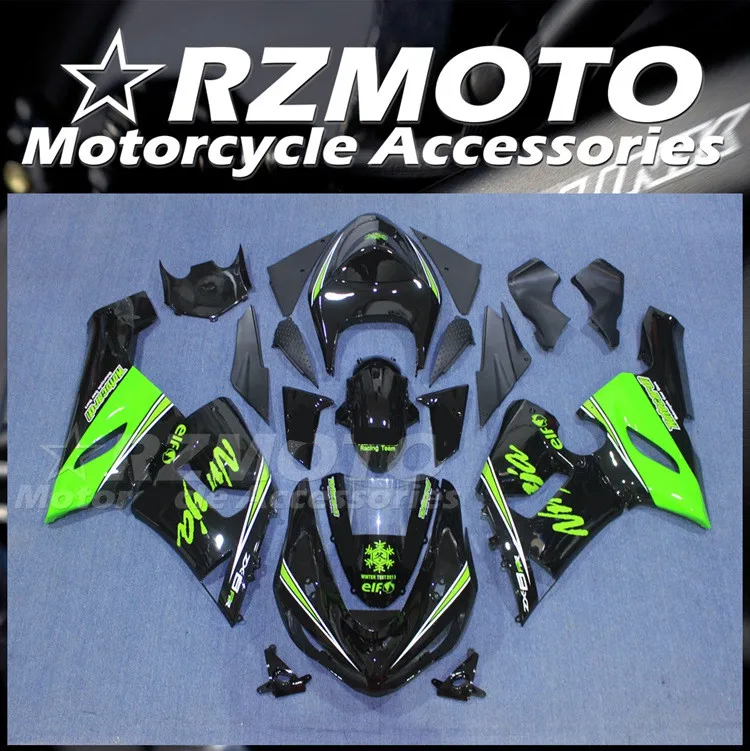 

Новый комплект обтекателей из АБС для мотоцикла и велосипеда, подходит для Kawasaki Ninja ZX-6R ZX6R 636 2005 2006 05 06, комплект кузова, зеленый, черный