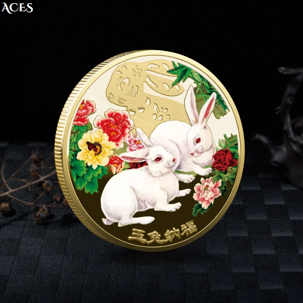 

2023 Year of The Rabbit GOLD/silver Coin New Year Gift Home Decor Festival Celebration Decorations Coins of Chinese Zodiac