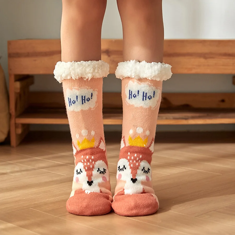 Dog Fuzzy Socks Cartoon Winter warm Non slip Sleeping Fluffy Kawaii Cute Funny Female Womens Floor Slipper Sock Christmas Gift