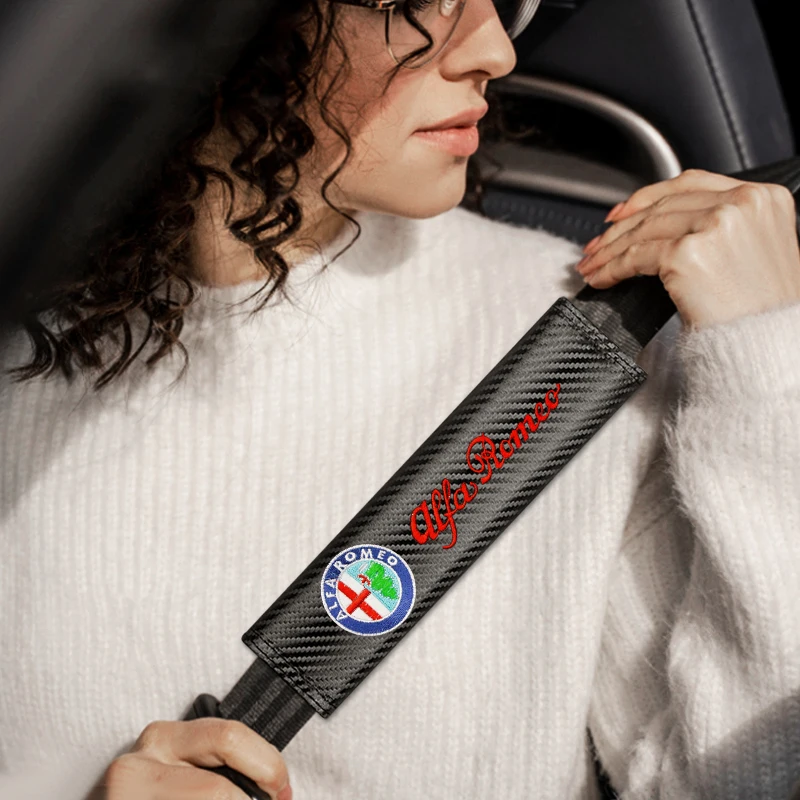

Car Seat Belt Leather Shoulder Guard Accessories Protect Seat Belt Pads For Alfa Romeo 159 Giulietta Giulia GT 156 Mito Stelvio