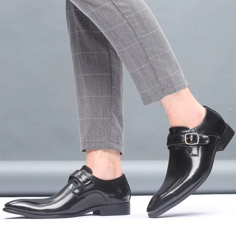 Мужская модная винтажная обувь дерби с пряжкой мужская Winklepicker деловая модельная