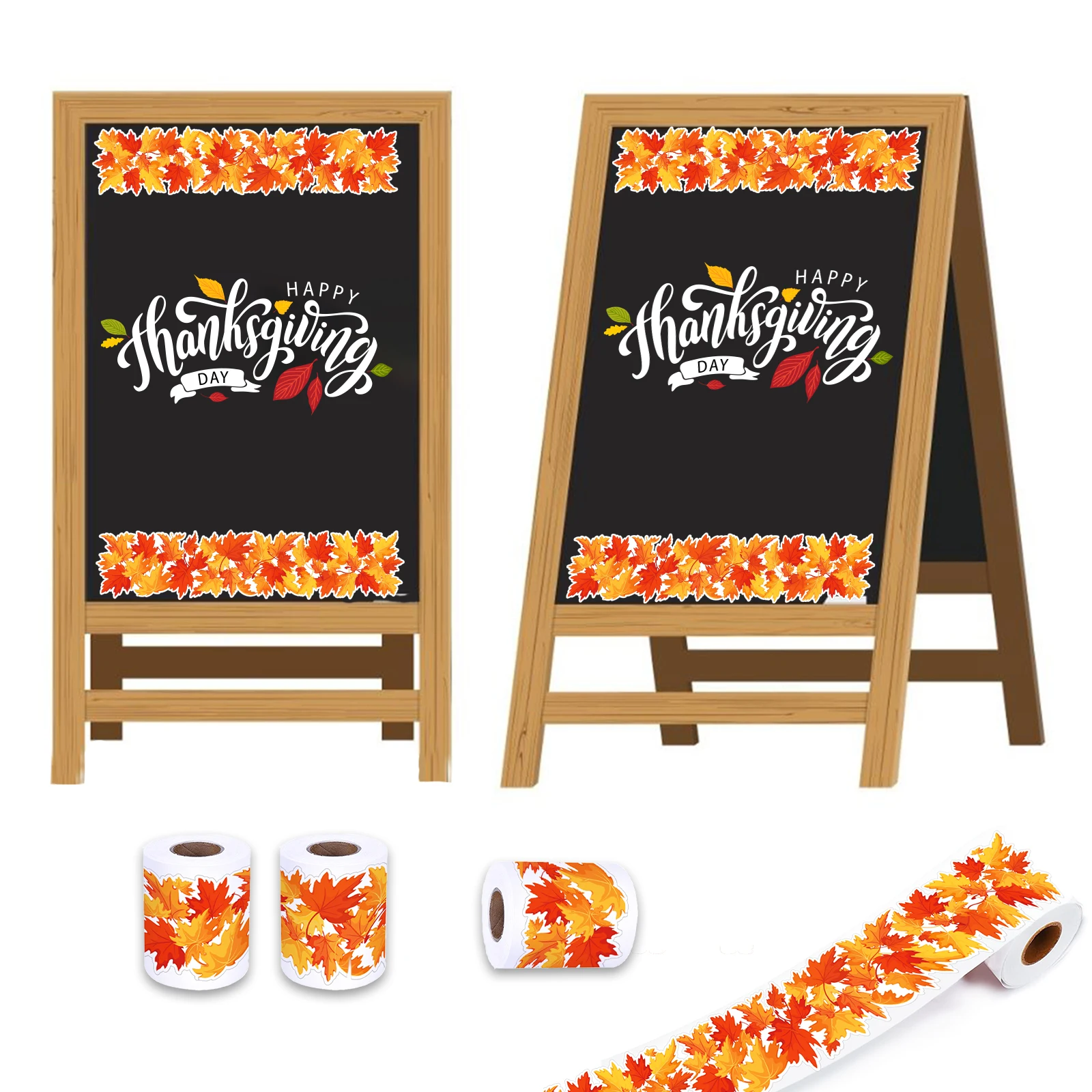 

20.7m PVC Sticker Roll Kids Toy Autumn Pumpkin Maple Leaf Thanksgiving Day Birthday Party Sticker for Wall Backdrops Decorations
