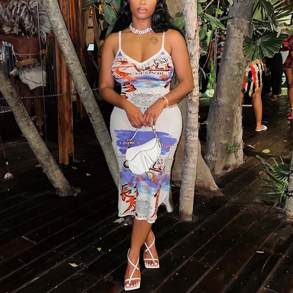 

Женское облегающее платье на бретелях-спагетти, элегантное фиолетовое вечернее платье с квадратным вырезом и принтом, с высокой талией, для...