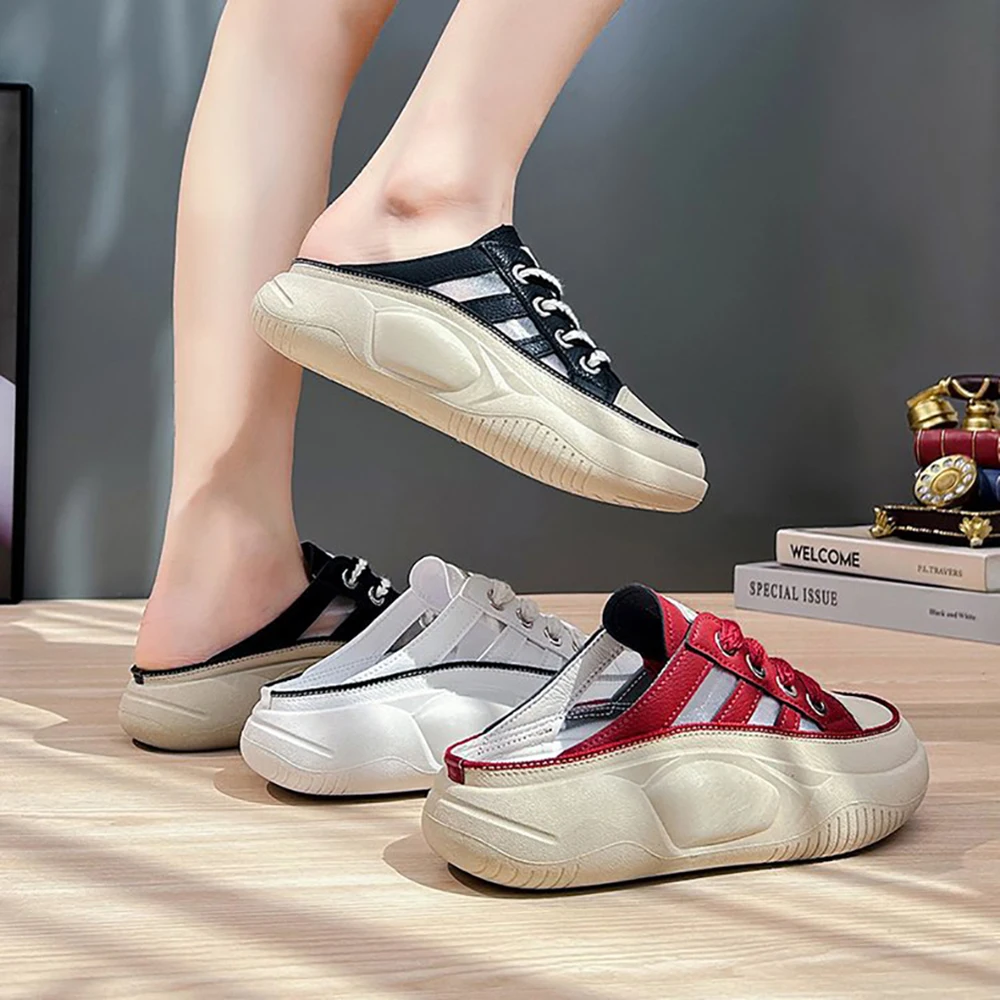 2023 Summer New Half To Small White Shoes Female Students Running Board Shoes Female Rocking Casual Slippers