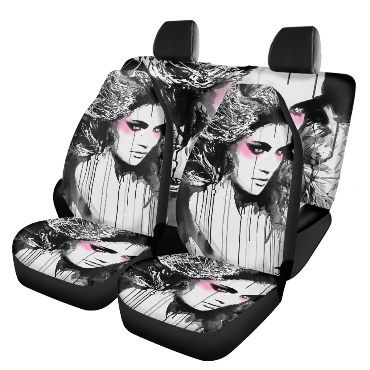 

Car Seat Covers Set of 4 Newspaper Feminine Comfortable Heavy-Duty Nonslip Vehicle Front/Rear Seat Covers General Fit Most SUV