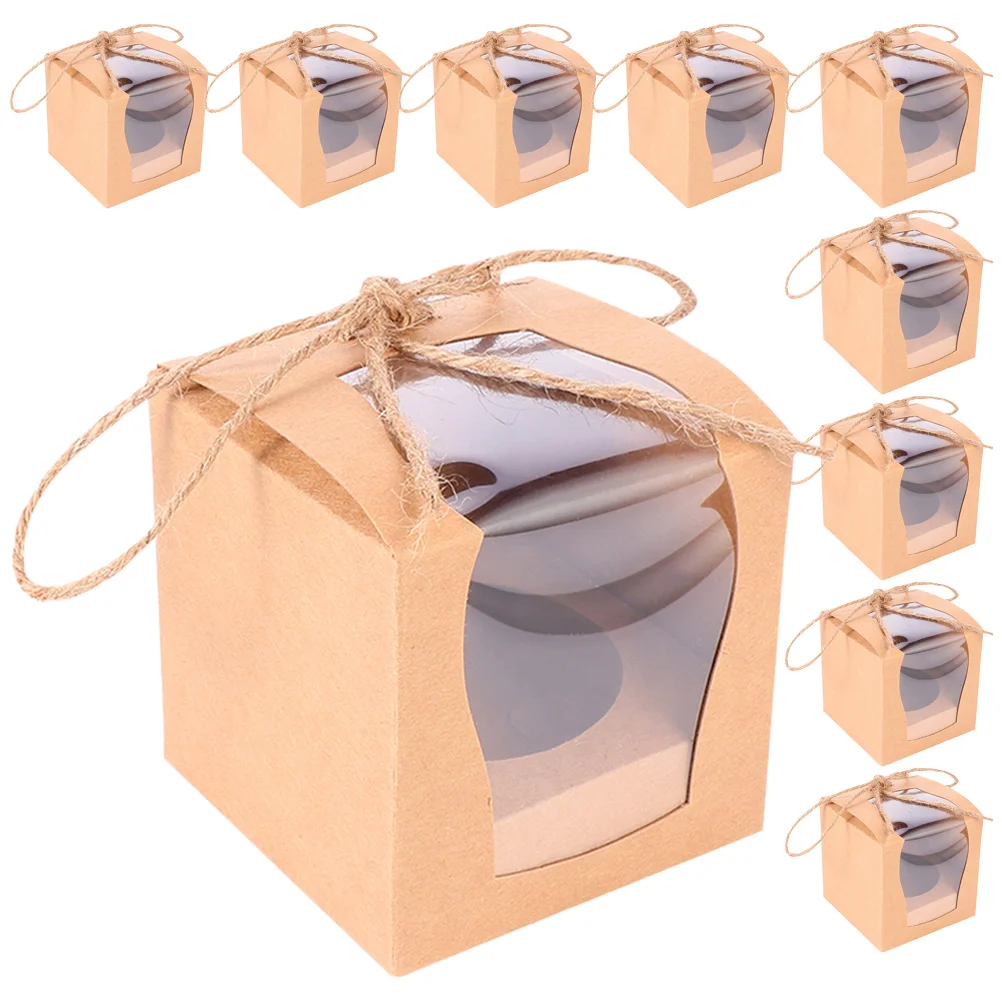 

10pcs Bakery Box Treat Box Cupcake Container Muffin Box Treat Box With Window