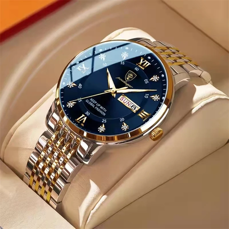 

Men's fashion watch luxury men's leisure gold rose gold stainless steel quartz watch men's business leisure watch часымуские