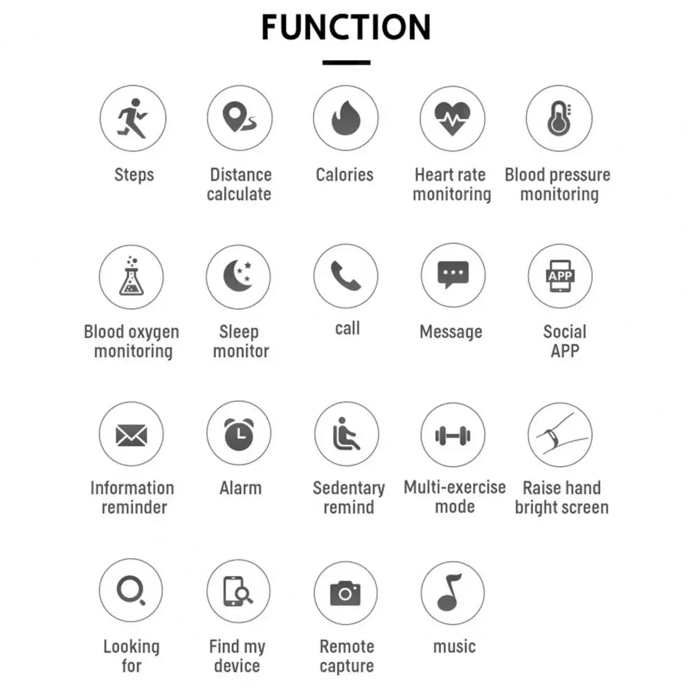 

180mAh Useful Fashion Sleep Monitoring Smart Watch Support Touch Control Digital Wristwatch One Click Wake Up for Sports