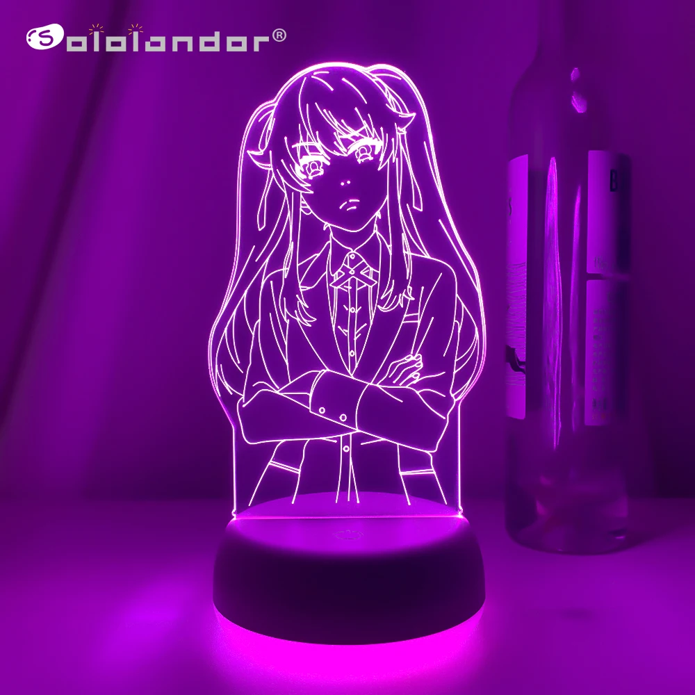 

New Kakegurui Meari Saotome Anime Led Light for Bedroom Decor Nightlight Kids Birthday Gift Manga Night Light Room Table 3d Lamp