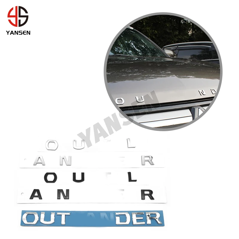 

ABS Chrome Custom 3D Letter Logo Emblem Badge Decal for Mitsubishi Outlander Accessories Exterior Car Hood Rear Trunk Sticker