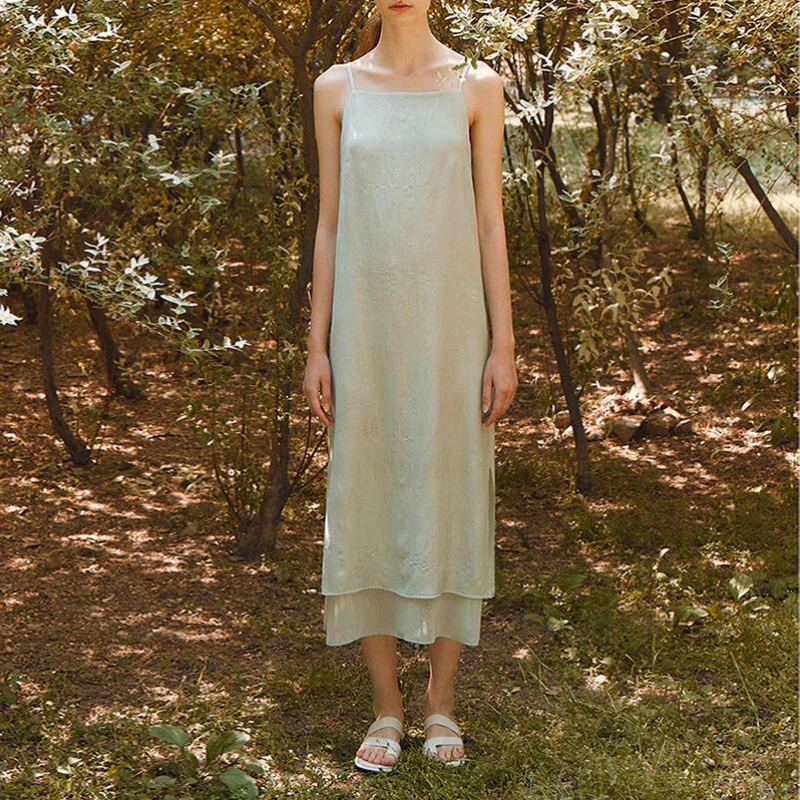 Платье женское длинное на молнии Элегантное повседневное Двухслойное