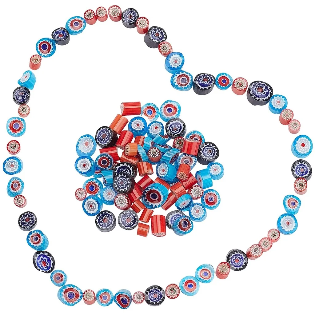 

100 Pcs Glass Millifiori Rainbow Mix Fusing Mosaic Fusible Glass 9x7mm Mixed Color for DIY Jewelry Making Crafts