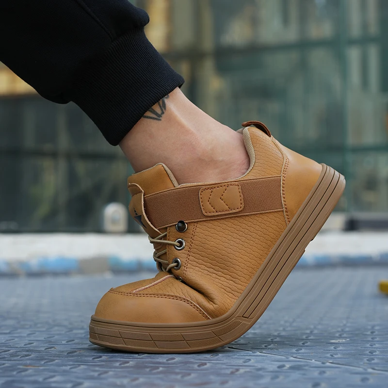 Мужская Защитная Обувь Рабочие Ботинки Со Стальным Носком Непроницаемая Кожа Из