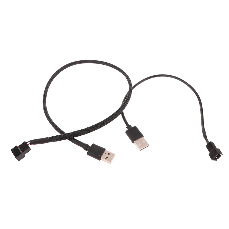 1PC Case Fan Adapter Connector Cable USB 2.0 A Male To 3-Pin PWM 5V Sleeved Power