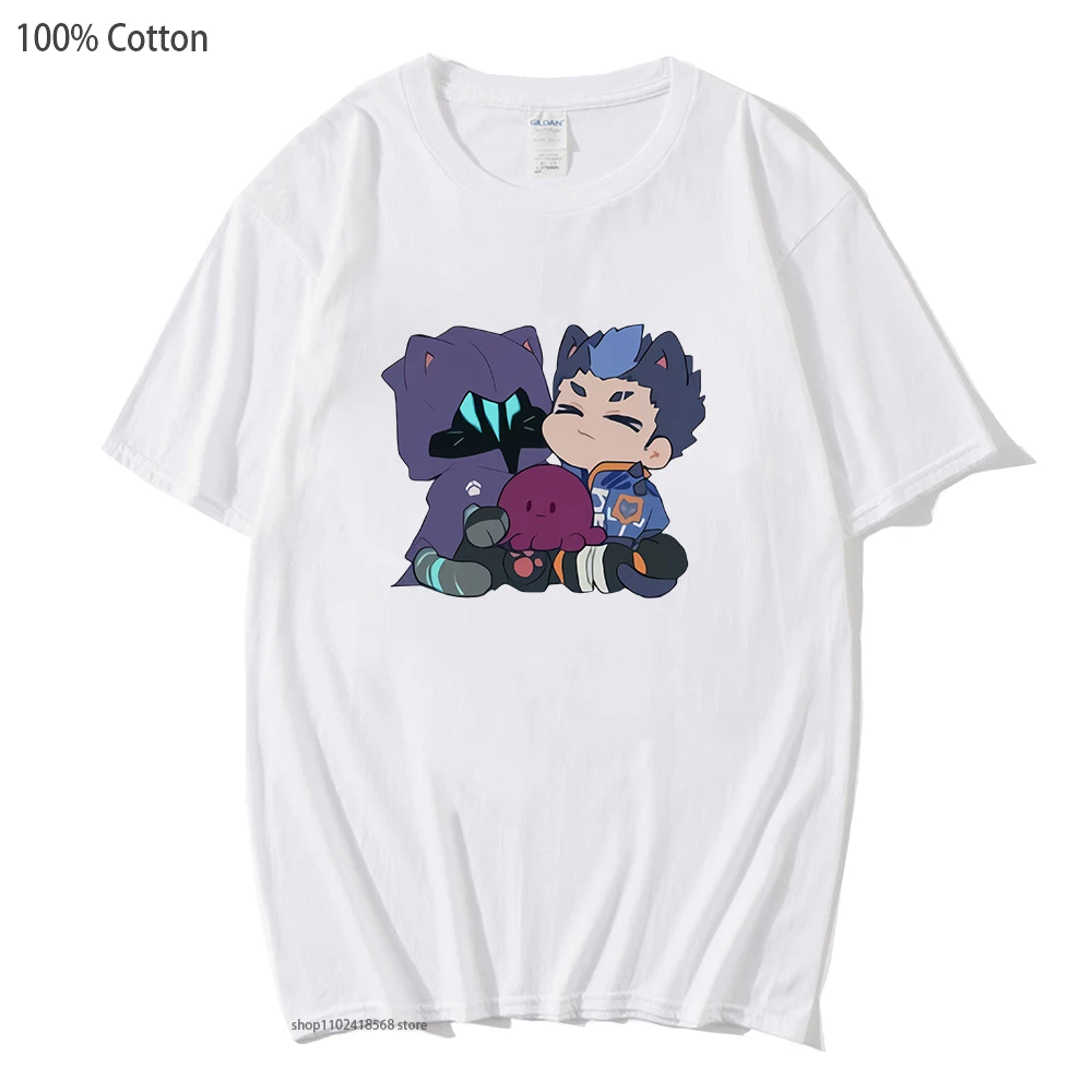 

Omen Cartoon Tshirt Cute VALORANT Shirt Men Summer Clothes Fashion Women Tops Boys Girls Game Tees 100% Cotton Unisex T-Shirts