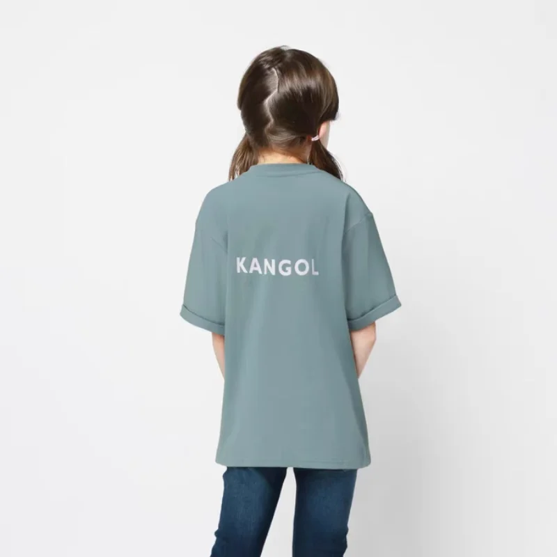 Kangol New 4-12 Year Old Children's Pure Cotton Short Sleeve T-shirt Summer Casual Loose Round Neck T-shirt Size 105-160