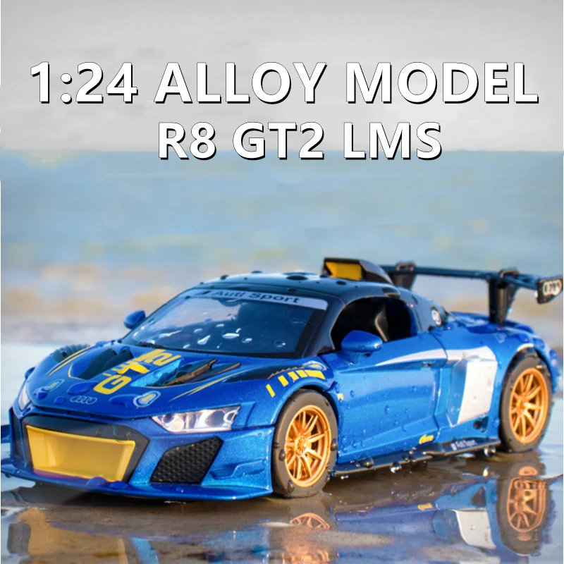 

1:24 AUDI R8 GT2 LMS Alloy Track Racing Car Model Diecasts Metal Toy Car Model Simulation Sound and Light Collection Kids Gifts